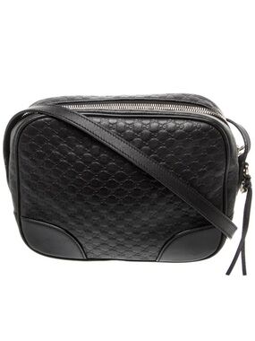 Gucci Black Embossed Leather Crossbody Camera Bag